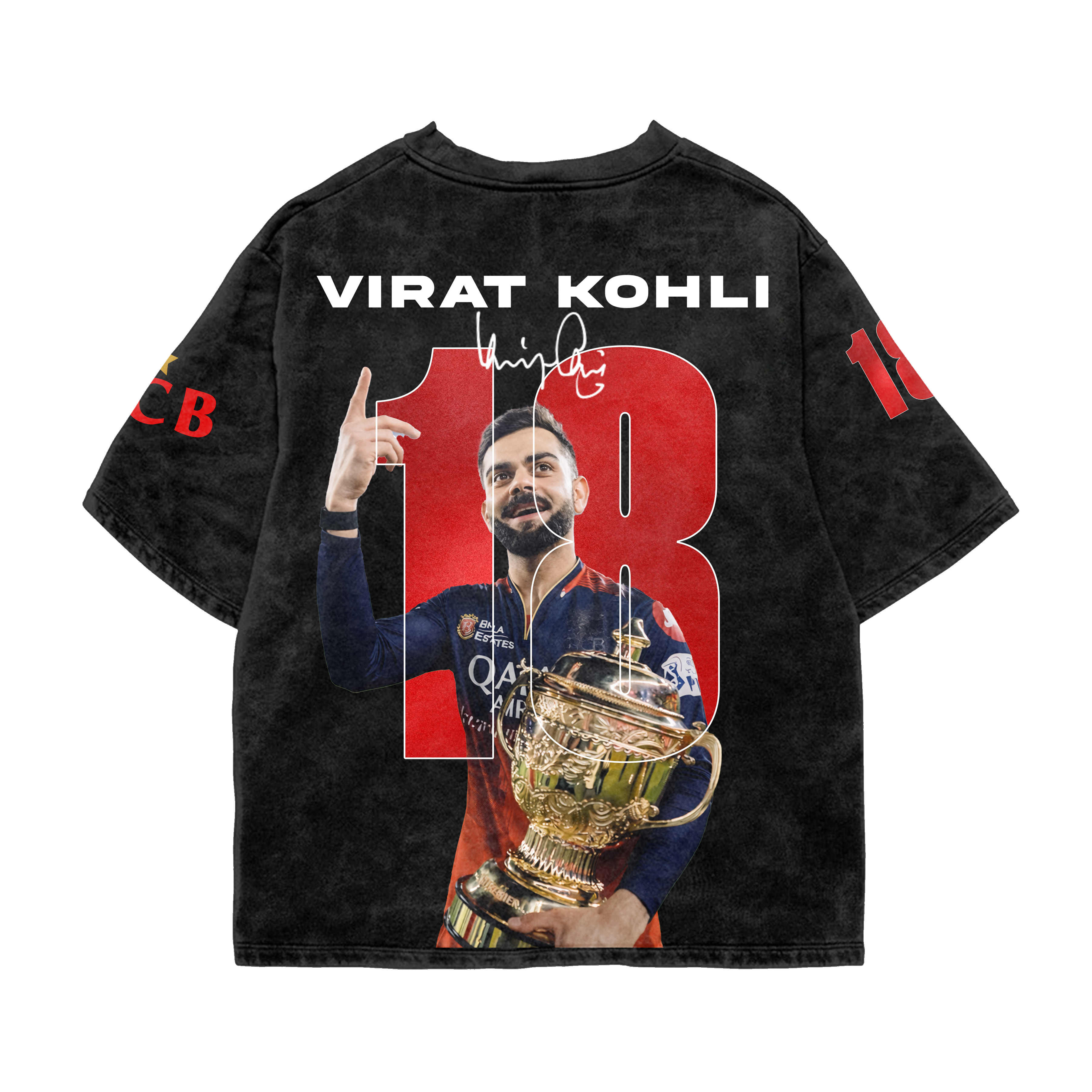 Kohli Strike Oversized Acid-Wash Tee