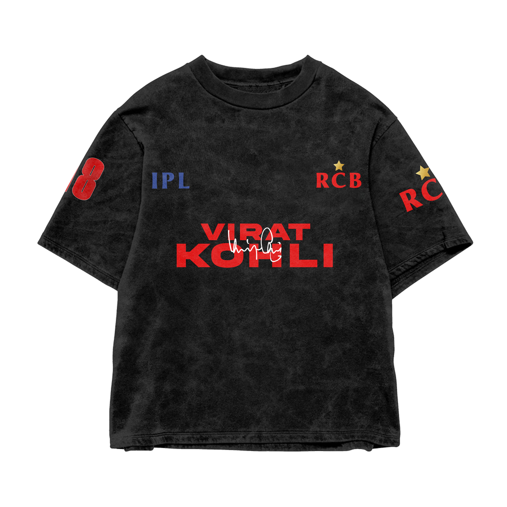 Kohli Strike Oversized Acid-Wash Tee