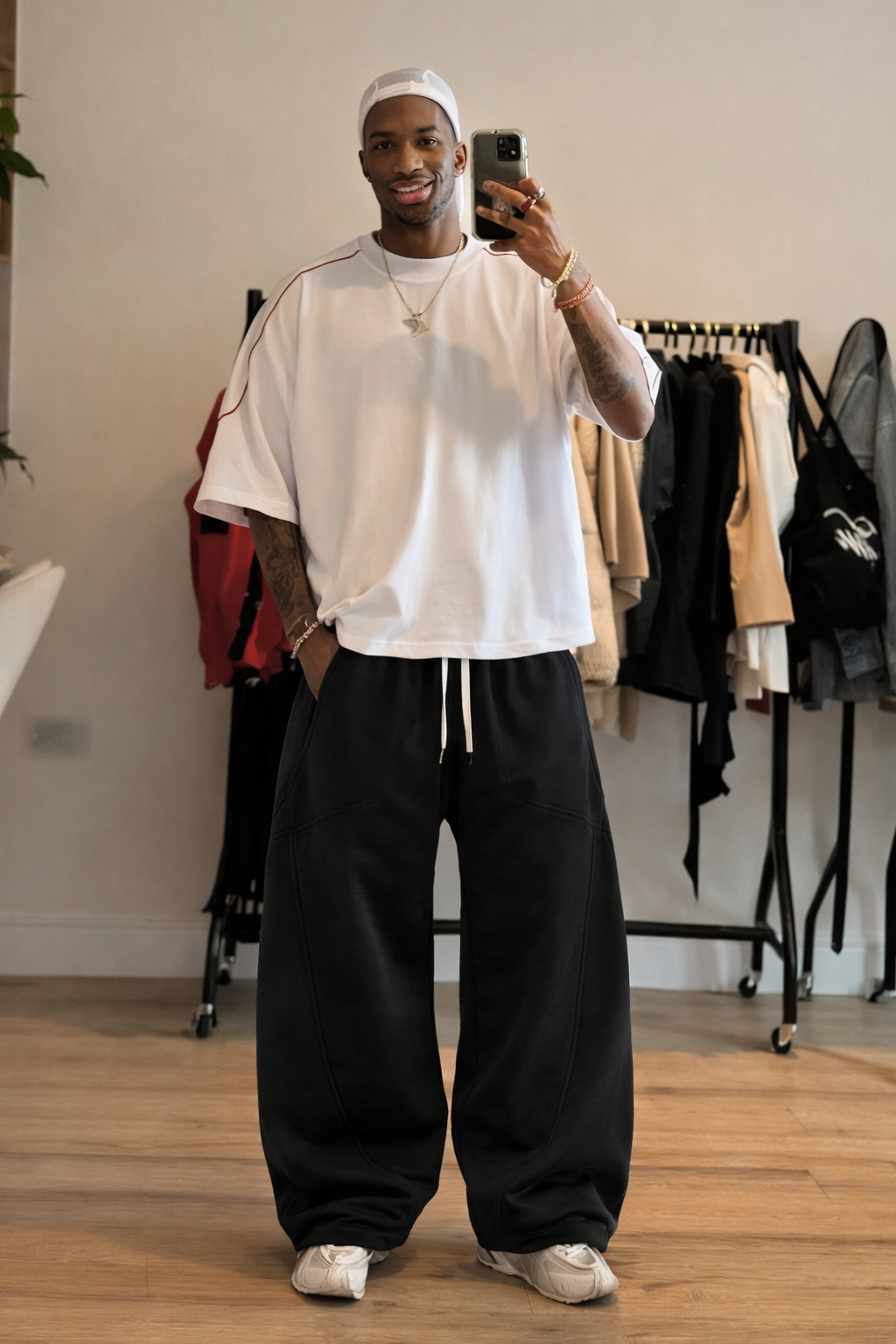 Shadow Black Oversized Sweatpants