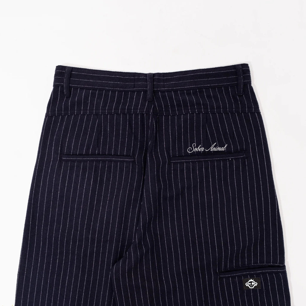 Navy Pinstripe Baggy Pants