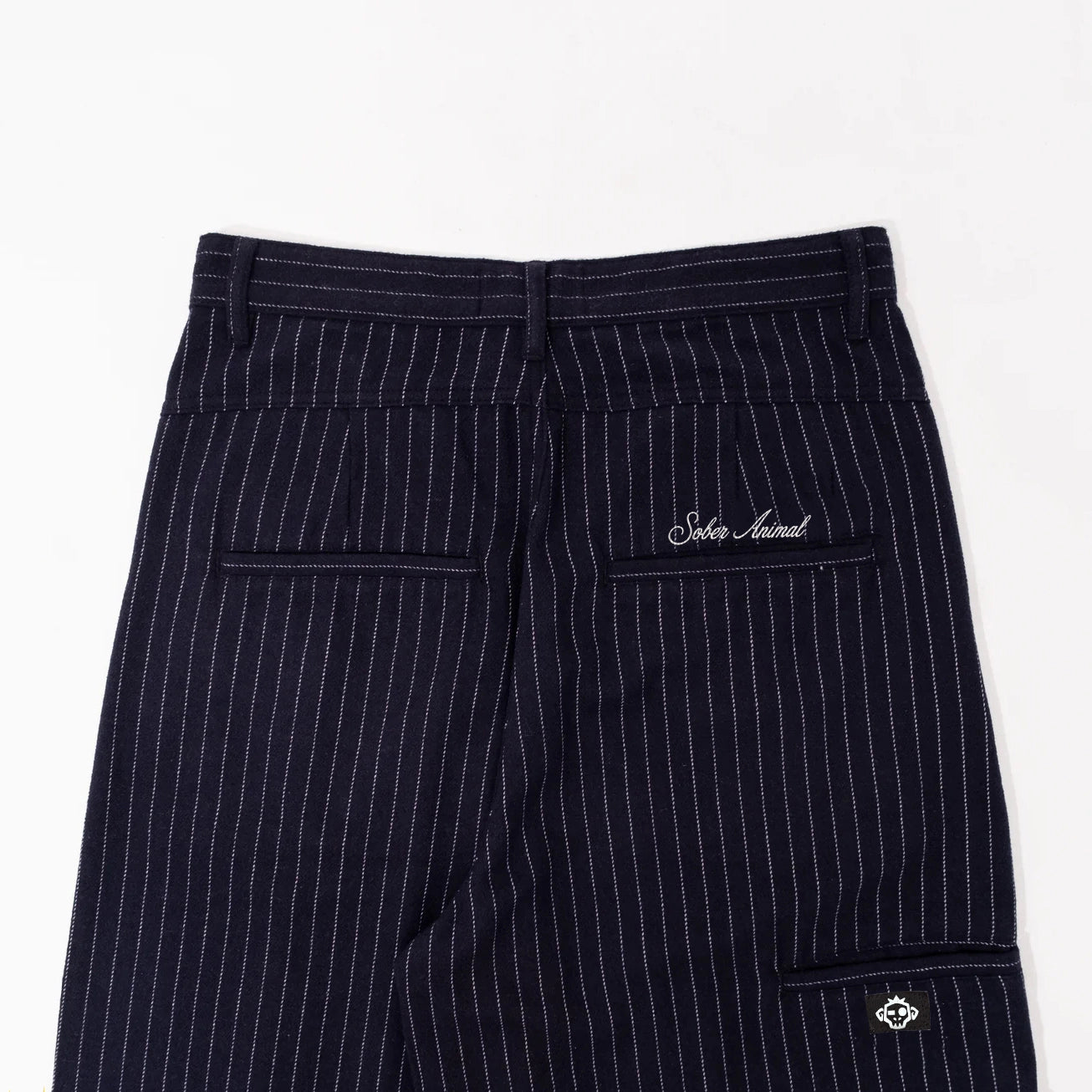 Navy Pinstripe Baggy Pants